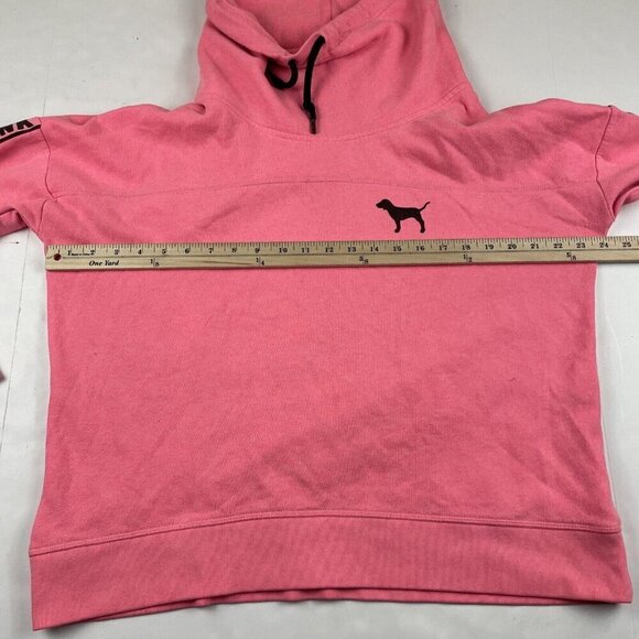 Victoria Secret Cowl Neck Sweatshirt  Women’s L Cropped Pink Pull Over Dog Logo - Picture 3 of 10